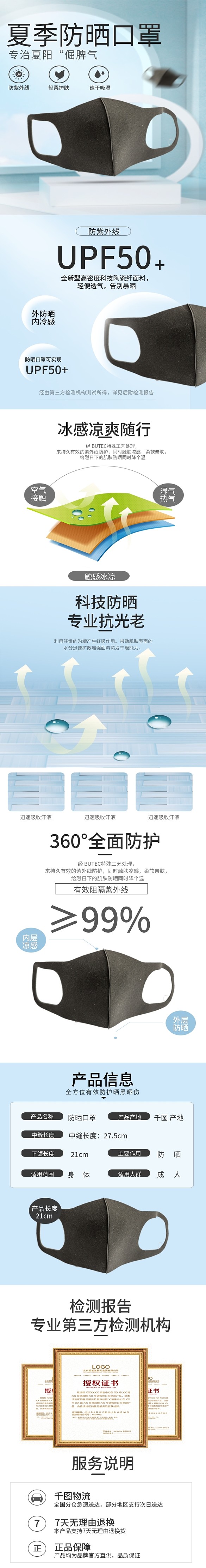 夏季防曬口罩詳情頁