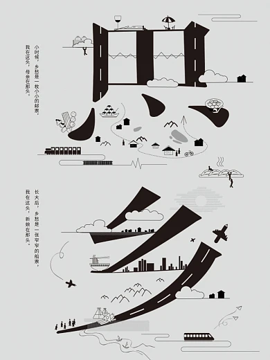 思乡美食家乡愁城市字融画