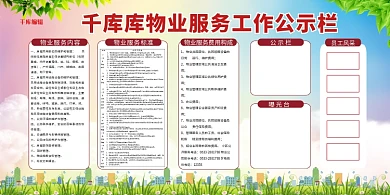 物业公示栏物业红色简约展板