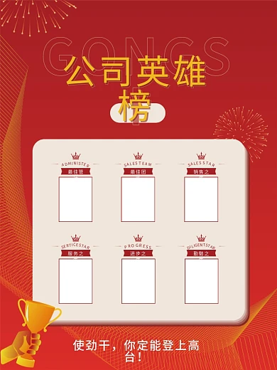 公司文化墙排名榜优秀员工红色板报业务之星