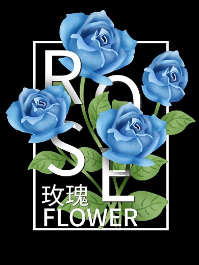 韩系大气黑色红玫瑰鲜花海报设计