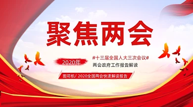 聚焦两会大气党建风手机横图