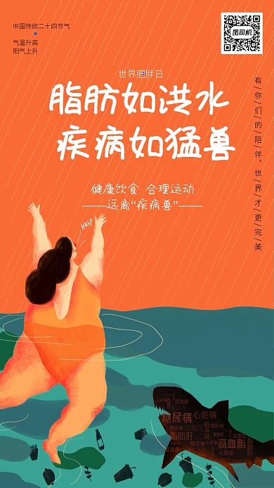 世界肥胖日健康饮食海报