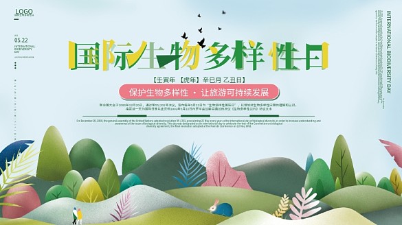 原創(chuàng)手繪國際生物多樣性日公益宣傳展板