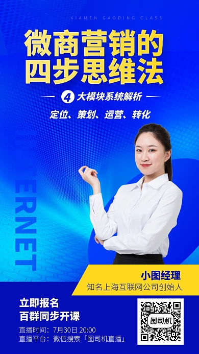 微商营销当四步思维法手机海报