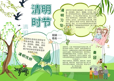 绿色清新电子清明节小报