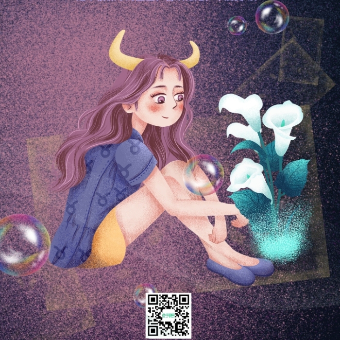 喜欢稳定梦幻女孩插画手机用图
