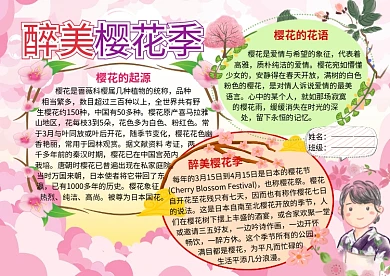 醉美春天樱花小报手抄报