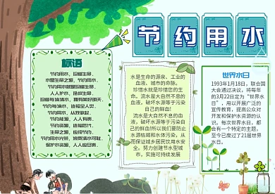 节约用水环保小报保护环境创意手抄报模板