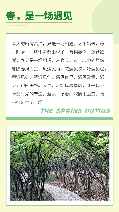 春天踏青文艺清新旅游清明节竖版配图