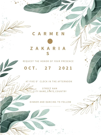 简约淡雅小清新复古婚礼邀请函海报矢量