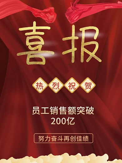喜报最佳销售奖红色喜庆海报