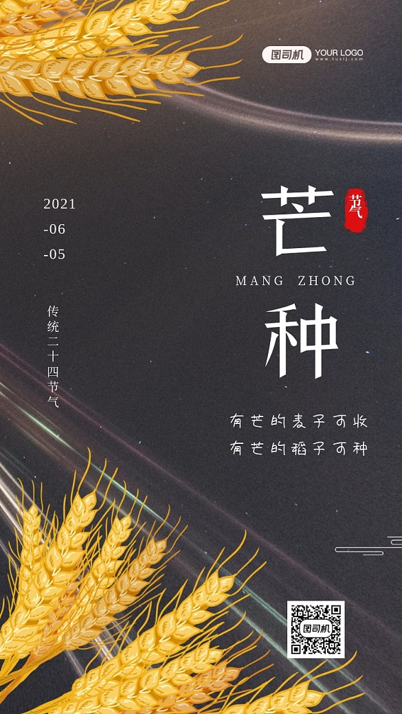 芒種二十四節(jié)氣手繪插畫手機海報