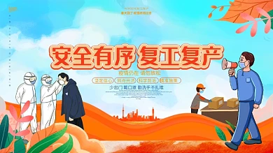 简约2021安全有序复工复产防疫宣传展板