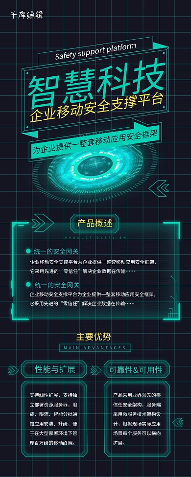 科技技术绿黑色创意长图