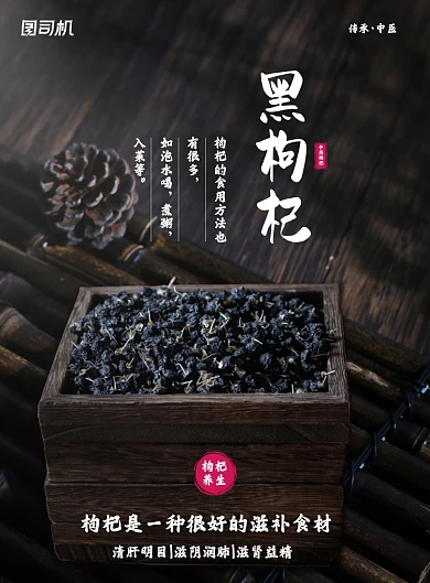 黑枸杞中药野生食补功效宣传印刷海报