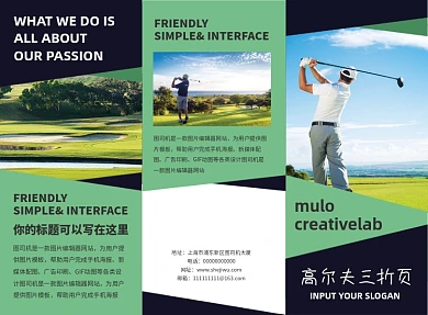 大气简约高尔夫三折页模板