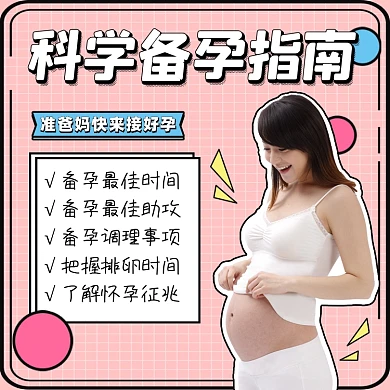 科学备孕指南几何方图海报