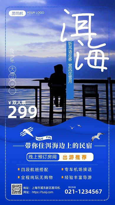 云南洱海民宿介绍手机海报