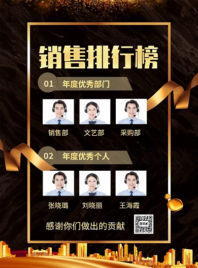 大气黑金年度销售排行榜宣传海报