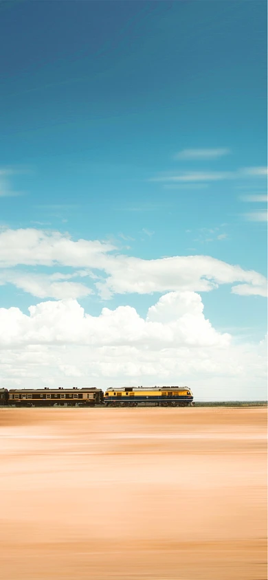 写实沙漠火车手机壁纸