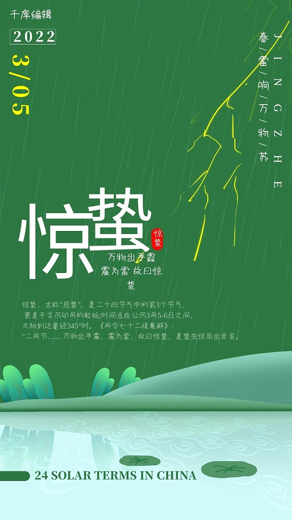 驚蟄春雨綠色簡(jiǎn)約海報(bào)