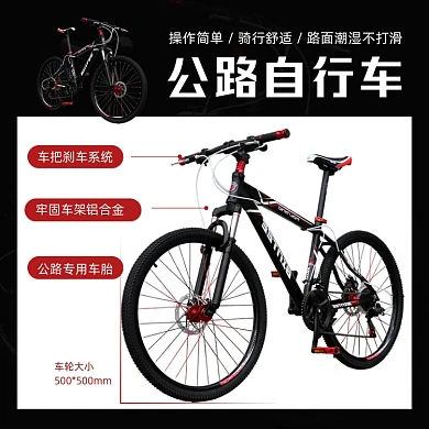 运动户外自行车细节展示简约促销主图