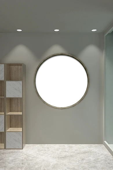 室内挂墙圆形海报样机