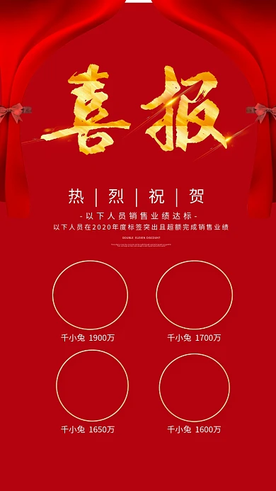企业年终销售业绩榜荣誉榜排名手机海报