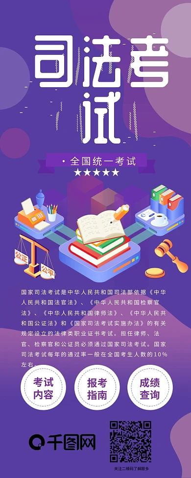 国家司法考试法律知识2.5D信息长图