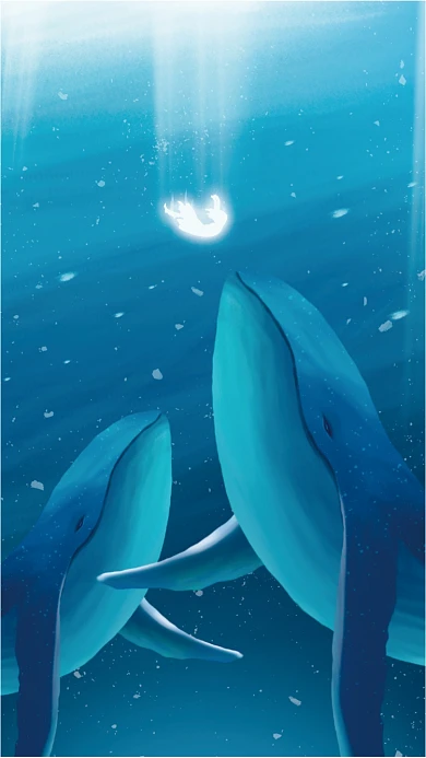 深海唯美鲸鱼手机壁纸海报
