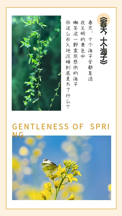 春天诗歌春日美景踏青油菜花竖版配图