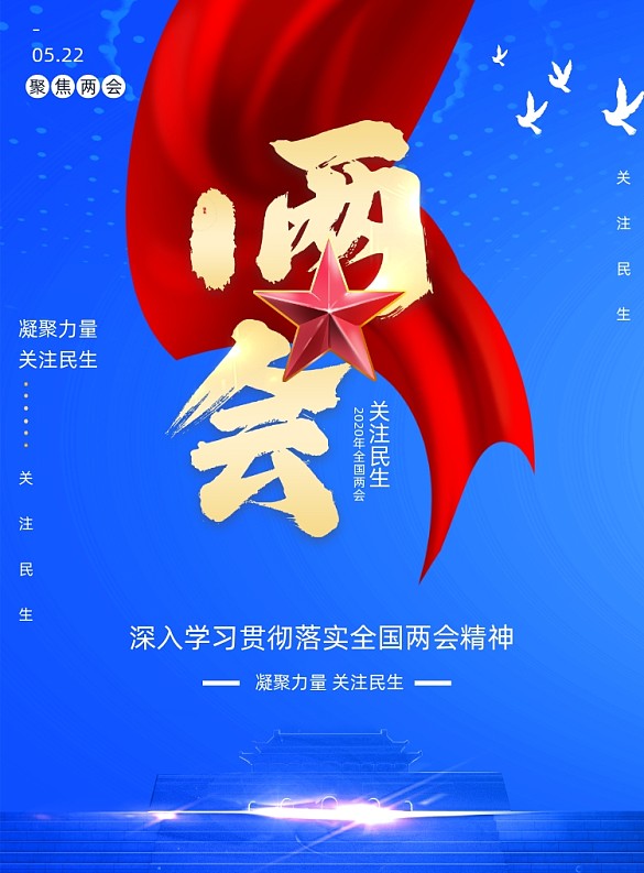 聚焦兩會(huì)黨建關(guān)注民生黨建海報(bào)