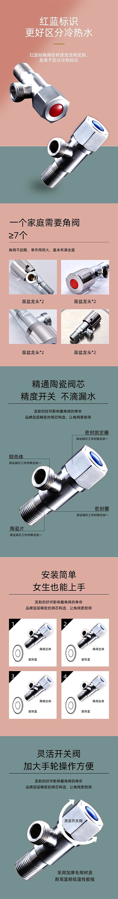 三角阀卫浴止水阀五金配件详情页