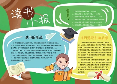 读书学习热爱阅读小报手抄报