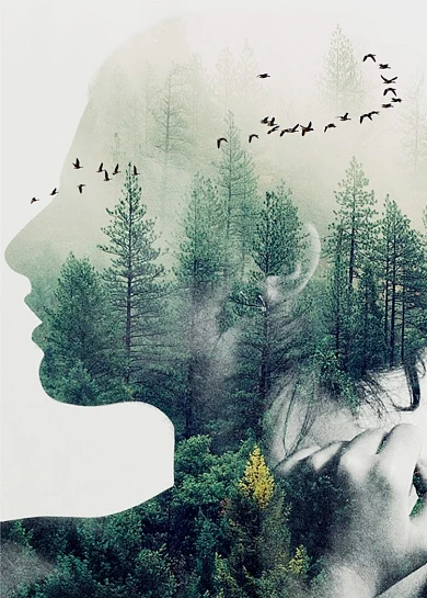 北欧风现代简约人物剪影唯美风景装饰画