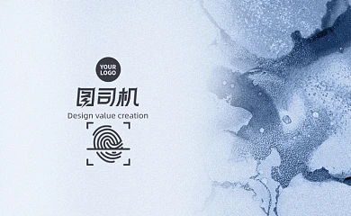 蓝色水彩质感小清新教育名片