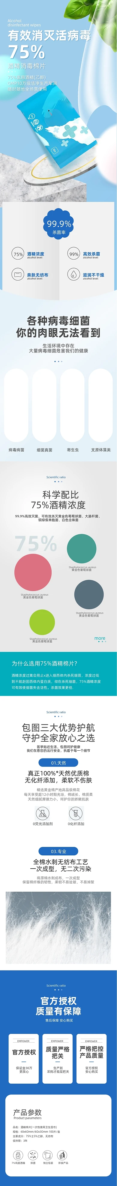 C4D清新简约酒精棉片湿巾详情页