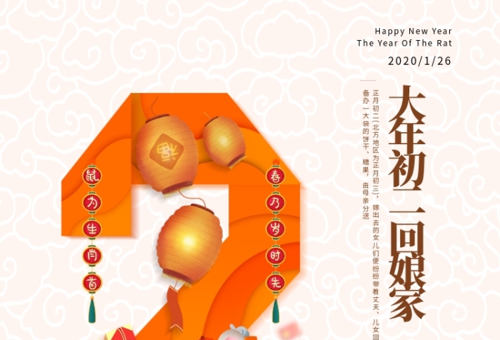 创意春节大年初二海报