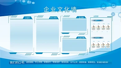 蓝色商务我们的口号企业文化墙展板