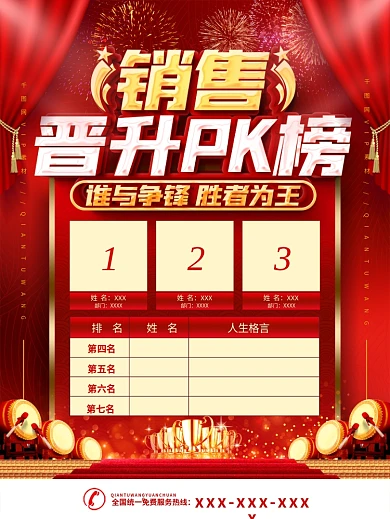 销售晋升PK榜喜报表彰海报