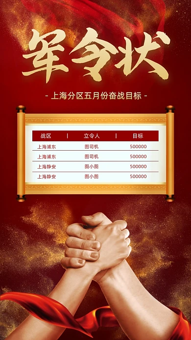 军令状排行榜红色大气手机海报