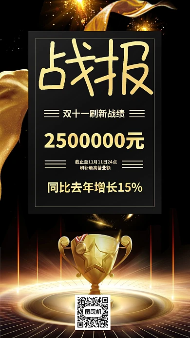 双十一双十二战报捷报喜报手机海报