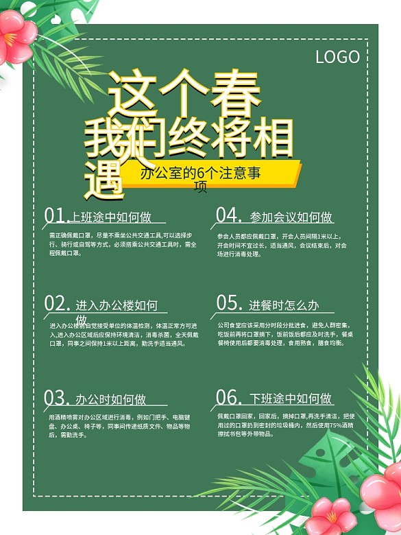 復(fù)工防疫指南春天小清新