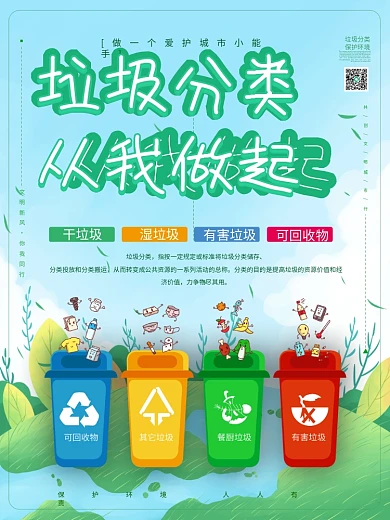 绿色公益创意保护环境文明城市垃圾分类海报