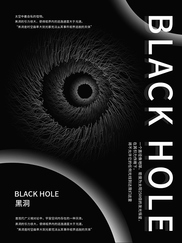 簡(jiǎn)潔大氣黑色黑洞海報(bào)