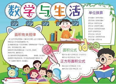 创意手绘卡通数学与公式小报