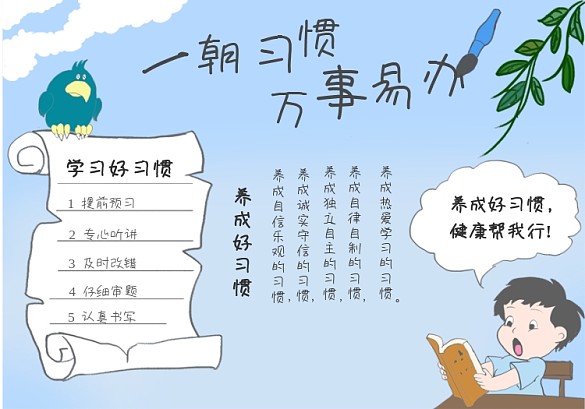 培養(yǎng)好習(xí)慣手抄報(bào)