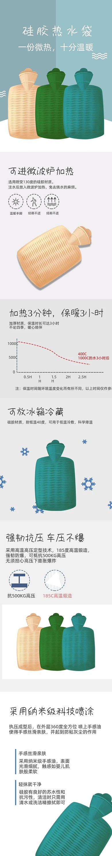 冬季保暖热水袋胶袋水袋暖手宝详情页
