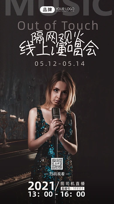 线上演唱会简约风摄影图海报